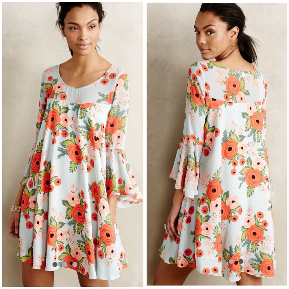 HP🎉Like NEW!! Anthro Rifle Paper Co. Fluttered Blooms Dress
